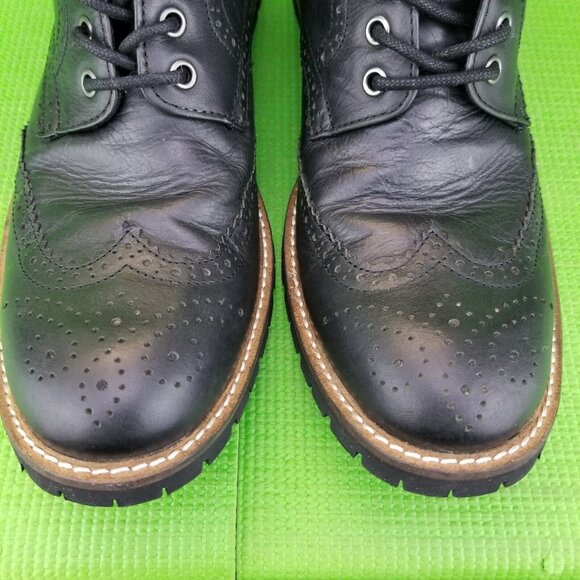 ✅Studio Ink Cowboy Men's 9.5 BLACK Leather Brogue Wingtip Chukka Boots Lace-up - Picture 10 of 12